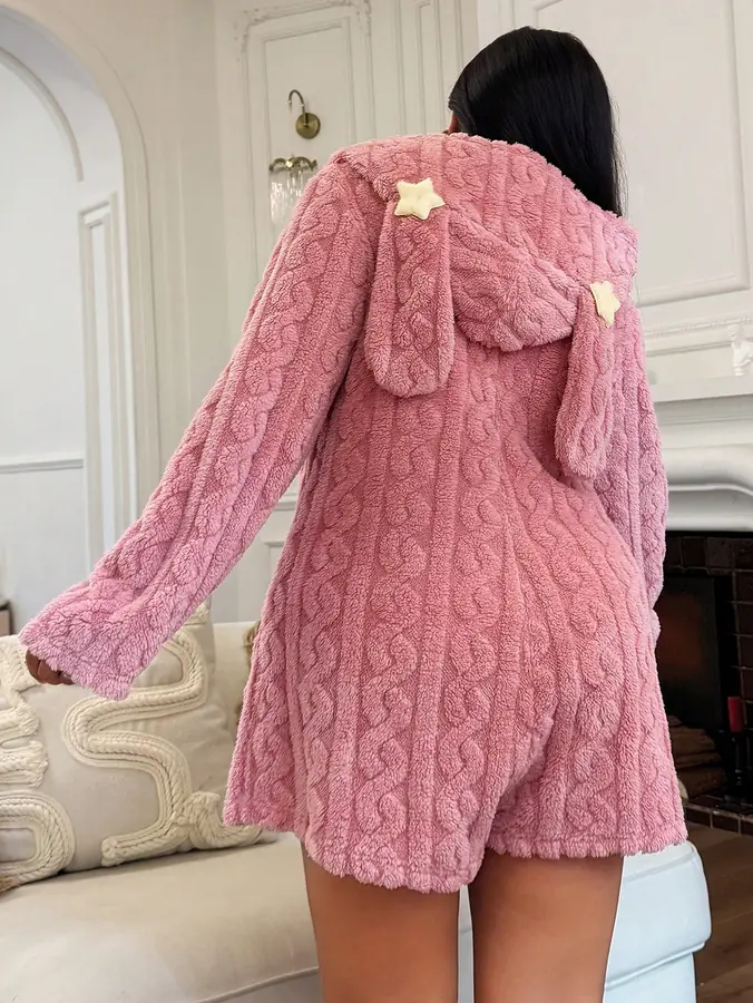 Teddy Yıldız Kulaklı Peluş Tulum · Pembe